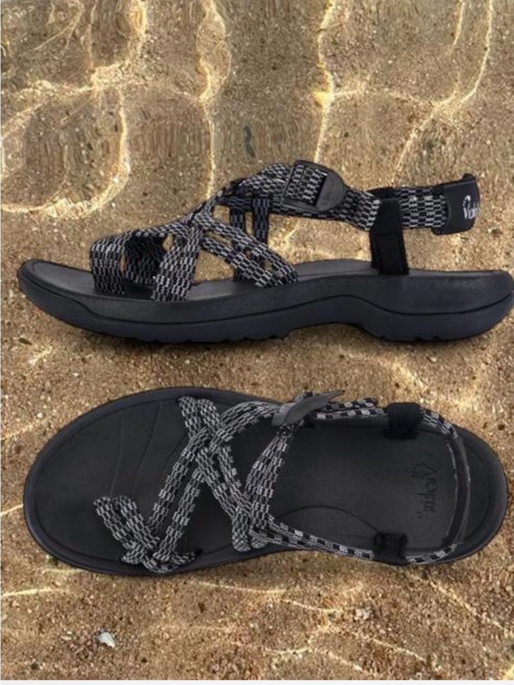 Women's Black & Gray Strappy Sandals for Everyday Comfort